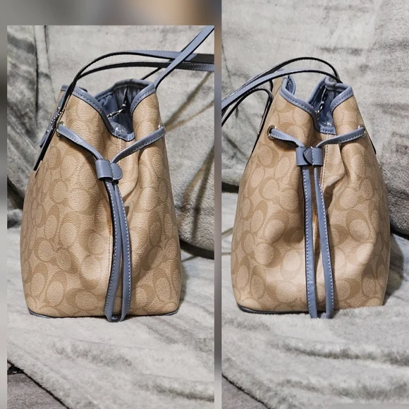 Coach Tan and Gray Signature Tote - Picture 3 of 8
